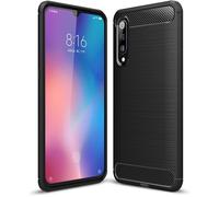 ELVORIX-Coque Xiaomi Mi 9, Carbon Fiber Shock Absorption Slim TPU Cover for Xiaomi Mi 9 (Black)