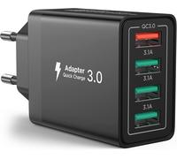 ELVORIX-Prise USB, Chargeur USB Multiple 4-Port 40W Chargeur Rapide iPhone QC3.0 Blochargeur Telephone pour iPhone 16 15 14 13 12 11 XR, Samsung Galaxy, Embout Adaptateur Multiprise Secteur Multiusb