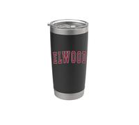Elwood Indiana Souvenir College Style Red Text Gobelet isotherme en acier inoxydable double paroi