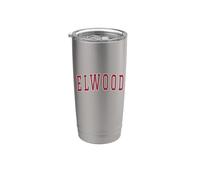 Elwood Indiana Souvenir College Style Red Text Gobelet isotherme en acier inoxydable double paroi