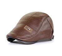 Elwow Casquette plate chaude en cuir synthétique pour homme - Style vintage - Béret irlandais - Chapeau de grand-père anglais, kaki clair, Taille unique