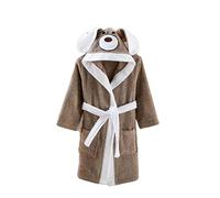 ELY PARKER Peignoir Enfant Garçon, Serviette de Bain en Coton Turc avec Capuche, Chien, Brun (11-12 Ans), Ultra Doux, Absorbant, Confortable, Épais