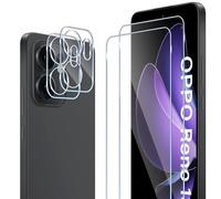 ELYCO Compatible avec OPPO Reno 13 F / 13F 4G/5G / 13 FS / 13FS 5G Verre Trempé, 2 x Protection Écran + 2 x Caméra Protecteur, 9H Sans Bulles Anti-Rayures/Anti-Empreinte HD Film Protection Décran