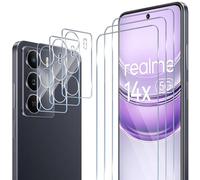 ELYCO Protection Écran pour Realme C75 (4G/5G)/Realme 14X 5G, 3 Pièces Films Verre Trempé + 3 Pièces Caméra Arrière Protecteur, 9H Dureté, Full Cover Anti-Bulles/Anti-Rayures, HD Transparent