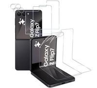 ELYCO Protection Écran Pour Samsung Galaxy Z Flip 7/Flip 7 5G, 2 Pièces Verre Trempé 9H Dureté Avant +2 Pièces Flexible À l'intérieur + Caméra Arrière Protecteur, HD Sans Bulles Film