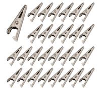 Elydiva 100PCS 1.06 Pouces / 27Mm Mini Pinces Crocodiles en MéTal, Pinces Crocodile Pinces à Ressort de Ligne de Test PlaquéEs Ton Argent.