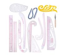 Elydiva 13 PièCes SéRies RèGle de Couture Ligne FrançAise Courbe RèGle Tapis de Coupe Ensemble Yardstick Manchon FrançAis Courbe Coupe Couteau RèGle Outil de Couture