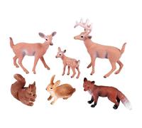 Elydiva 6 PièCes Animaux des Bois Figurines CréAtures de la ForêT Figurines éCureuil Cerf Lapin Famille Figurines Miniatures