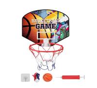 ELYIQI 4 mini ballons de basket-ball, 1 panier de basket-ball, 1 pompe à air, 2 crochets, ensemble complet pratique et amusant pour les amis d'intérieur et les amateurs de détente à la maison