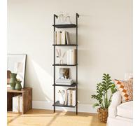 ELYKEN Industrielle Etagere Echelle en Bois, Bibliothèque Flottante 5 Niveaux, Meuble de Rangement pour Livres, Cadre en métal, Finition Mate, pour Salon, Chambre 40 x 30 x 180CM, Noir