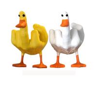 eLymwoo Lot de 2 figurines Canard You Doigt d'honneur Nouvelle Edition - Statue de canard - Sculpture de canard décorative en résine pour la maison - Support pour téléphone et clés - Cadeau insolite