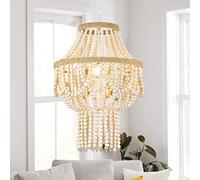 ELYONA Grand lustre à 3 lumières en bois de bouleau, 40,6 cm, suspension rustique, lustre rustique pour chambre à coucher, cuisine, salle à manger, salon, entrée