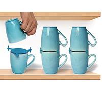ELYPRO Organisateur de Tasses, Rangement pour Étagères, Armoires de Cuisine et Garde-Manger, Gadget Empilable et Extensible pour Tasses à Thé et à Café, Gagner de l'Espace, Organiser, 6 pcs, Bleu