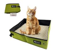 Elyrona - litière pour Chat Pliable Portable, bac litière Voyage imperméable, Toilette Portable, litière de Voyage Pliable pour déplacements, Usage Maison et extérieur (Vert)