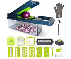 Elyrona - mandoline cuisine 16 en 1, coupe legumes multifonctions avec notice incluse - hachoir manuel, rapeuse legume, coupe oignon, decoupe legumes, vegetable chopper, mandolines de cuisine