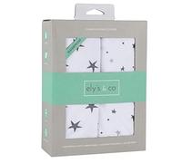 Ely's & Co. Brevet en attente de brevet - Lot de 2 draps de berceau pour bébé garçon - 100 % coton, jersey de coton avec doublure imperméable - Motif étoiles grises