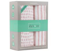Ely's & Co. Drap de berceau imperméable | Drap pour enfant pas besoin de housse de matelas ou de protection pour berceau I Mauve rose éclaboussures et rayures
