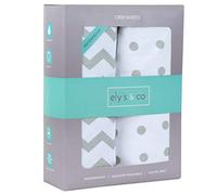 Ely's & Co. Lot de 2 draps imperméables pour berceau | Draps pour tout-petits, pas besoin de housse de matelas, motif chevron gris et pois, unisexe pour bébé garçon et fille