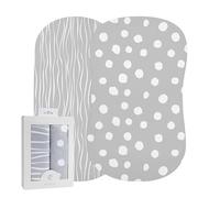 Ely's & ‿Co Lot de 2 draps pour bébé 100% jersey de coton Gris et blanc Rayures et pois abstraits