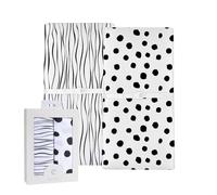 Ely's & Co Lot de 2 housses de matelas à langer 100 % jersey de coton Motif rayures et pois abstraits Noir et blanc