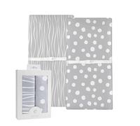 Ely's & Co Lot de 2 housses de matelas à langer 100 % jersey de coton Motif rayures et pois Gris