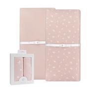 Ely's & Co. Lot de 2 housses de matelas à langer - Draps de berceau - 100% jersey de coton peigné pour bébé fille - Rose eau de rose, pois et feuilles de gingko