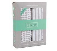 Ely's & Co Lot de 2 housses de matelas à langer imperméables Motif rayures et éclaboussures Taupe