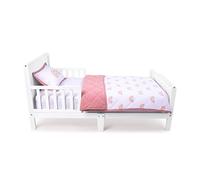 Ely's & Co. Parure de lit pour bébé fille - Parfait pour les lits de bébé - Ensemble 3 pièces comprenant drap de berceau, couverture matelassée et taie d'oreiller - Motif arc-en-ciel rose