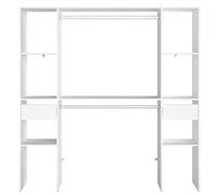 Elysée - Dressing avec 2 penderies, 6 étagères et 2 tiroirs blanc
