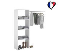 Concept Usine Dressing Elysee blanc – 3 étagères, penderie – 160 x 40 x 180 cm