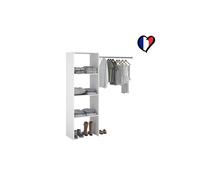 Elysée - Dressing blanc avec 3 étagères et une penderie : 160 x 40 x 180 cm