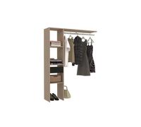 Elysee dressing bois avec 3 étagères, 1 tiroir et une penderie : 138 x 40 x 180
