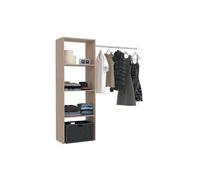 Elysee dressing bois avec 3 étagères et une penderie : 160 x 40 x 180 cm