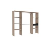 Dressing bois avec 6 étagères, 1 tiroir et 2 penderies : 220 x 40 x 180 cm ELYSEE