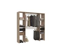 Elysee dressing bois avec 6 étagères, 2 tiroirs et 2 penderies : 180 x 40 x 180