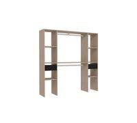 Dressing bois avec 6 étagères, 2 tiroirs, 2 penderies : 180 x 40 x 180 cm ELYSEE