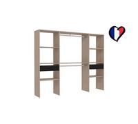 Elysée - Grand Dressing Bois Avec 2 Penderies, 6 Étagères Et 2 Tiroirs Marron