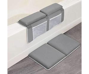 Elyseesene Reducteur Baignoire - Bebe Tapis de Bain avec Repose Genoux et Accoudoir et Organisateur - Genouillere Polyvalente pour Baignoire La Mère