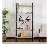 Elysian elysian -etagère moderne 5 espaces de rangement bois et métal 180cm