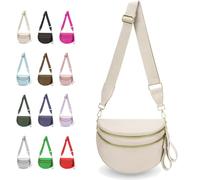 Elysir Crossbody Bag, Elysir Large Bum Bag for Women, Adjustable Strap, Lightweight Waterproof, Double Pockets (Beige)