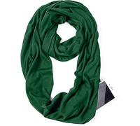 elzama Écharpe Infinity Loop de couleur unie avec poche zippée dissimulée pour femme - Tour de cou de voyage léger, 11-Vert foncé, taille unique