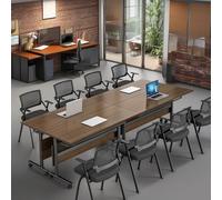 ELZEM 4-Pack Folding Conference Room Table with Wheels,Portable Desk for Office Meeting, Heavy Duty Foldable Banquet Table, Easy Assembly for Training Room,Classroom,Party(Walnut,62in/160cm)