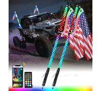 ELzEy LED Whip Lights 【3FT】 2Pcs Fouet LED, Fouets d'antenne éclairés par RVB for UTV, VTT, Camion, Buggy des Dunes pour UTV ATV RZR Trucks Buggy 4FT