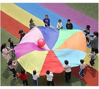 ELzEy Parachute Arc-en-Ciel, Jouet de Jeu Parachute avec Ballon d'équilibre et poignée for Jeux d'équipe intérieurs extérieurs(5m/16.4ft)