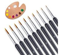 elzle 10 Pièces Pinceaux Peinture Acrylique, Professionnel Nylon Art Pinceau Set pour Aquarelle Gouache à l'huile pour Peinture Acrylique, Modèles, Artisanat (Noir)