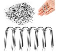 elzle 120 Pcs Clou Double Pointe, Cavalier de Fixation de U pour Filets de Clôture, Agrafes Galvanisées pour Filets, Idéales pour Grillage à Poules, Fixations pour Treillis de Jardin