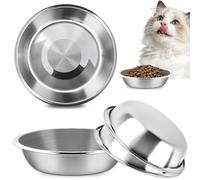 elzle 3 Pièces Gamelle pour Chiens et Chats en Acier Inoxydable, Passe au Lave-Vaisselle, Empilable 14 cm Assiette d'alimentation de Rechange pour Petit Chat et Chie