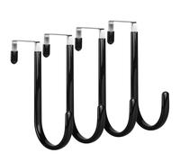 elzle 4 Crochets de Porte, Porte Manteau pour Porte, Crochets pour Porte Standart, Tiroir, Placard Armoire, Cuisine（Noir）
