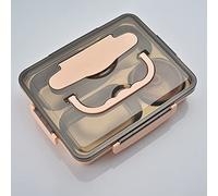 elzle Boîte Bento Lunch Box avec Interieur en Acier Inoxydable Amovible, 1200ml avec 4 Compartiments, Incl. Couverts en Acier Inoxydable, pour Enfants et Adultes - École, Bureau, Voyage (Rose)