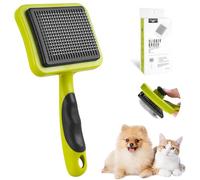 elzle Brosse Autonettoyante pour Chat et Chien, Picots à ExtréMitéS Rondes | Massage & Soin - Retire Poils Morts et Sous-Poil - Manche Ergonomique Antidérapant pour Poils Courts et Longs